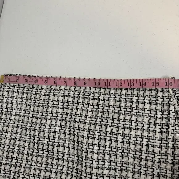 LOFT Tweed Mini Skirt Women's Size 10 Metallic Sequin Black White Party Holiday - Picture 9 of 13